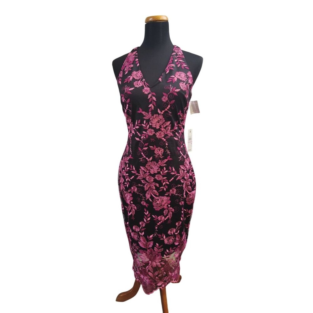 New Siena V-Neck Pink Floral Lace Dress Size 6